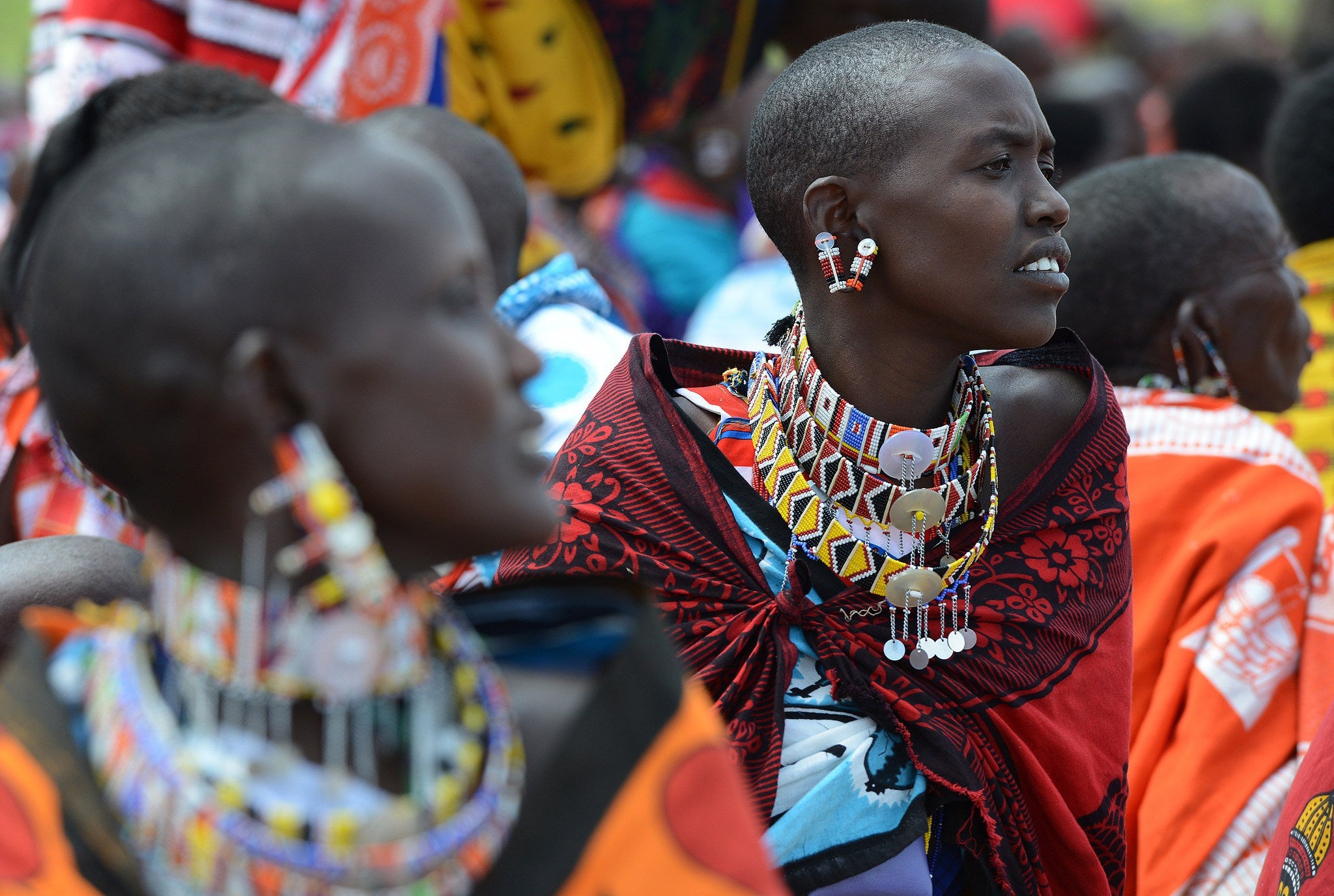 Kenyan Maasai women discuss FGM at a meeting in Enkorika, around 50 miles from the Kenyan capital, Nairobi