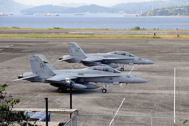 US fighter jets on the ground at Subic Bay