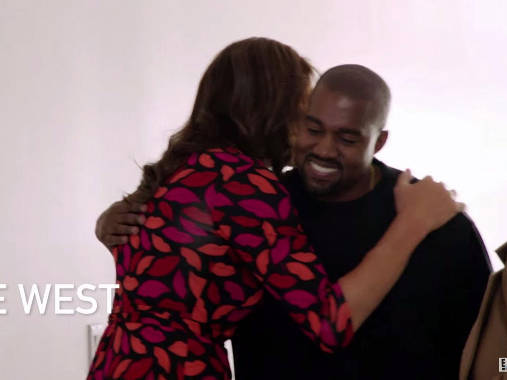 Cailtyn Jenner greets Kanye West in a segment for I am Cait