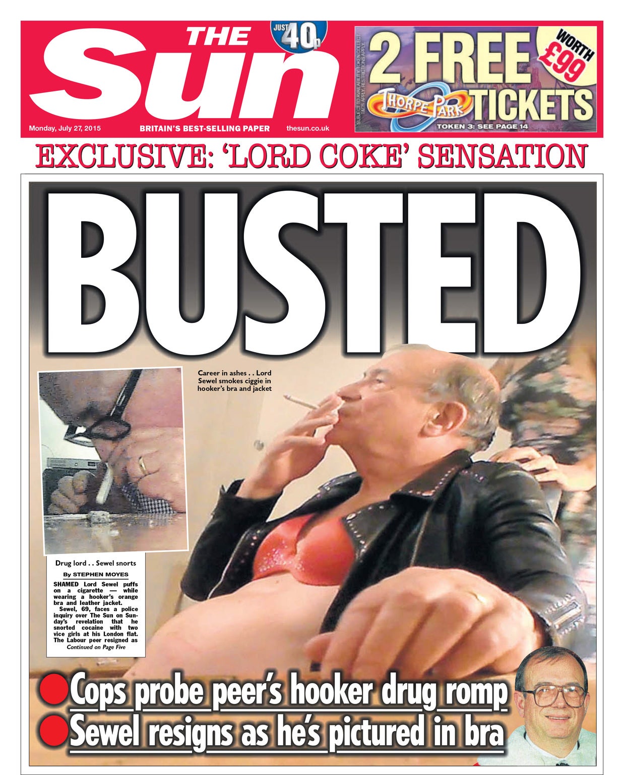 Lord Sewell resigned in 2015 after a drug and prostitution scandal
