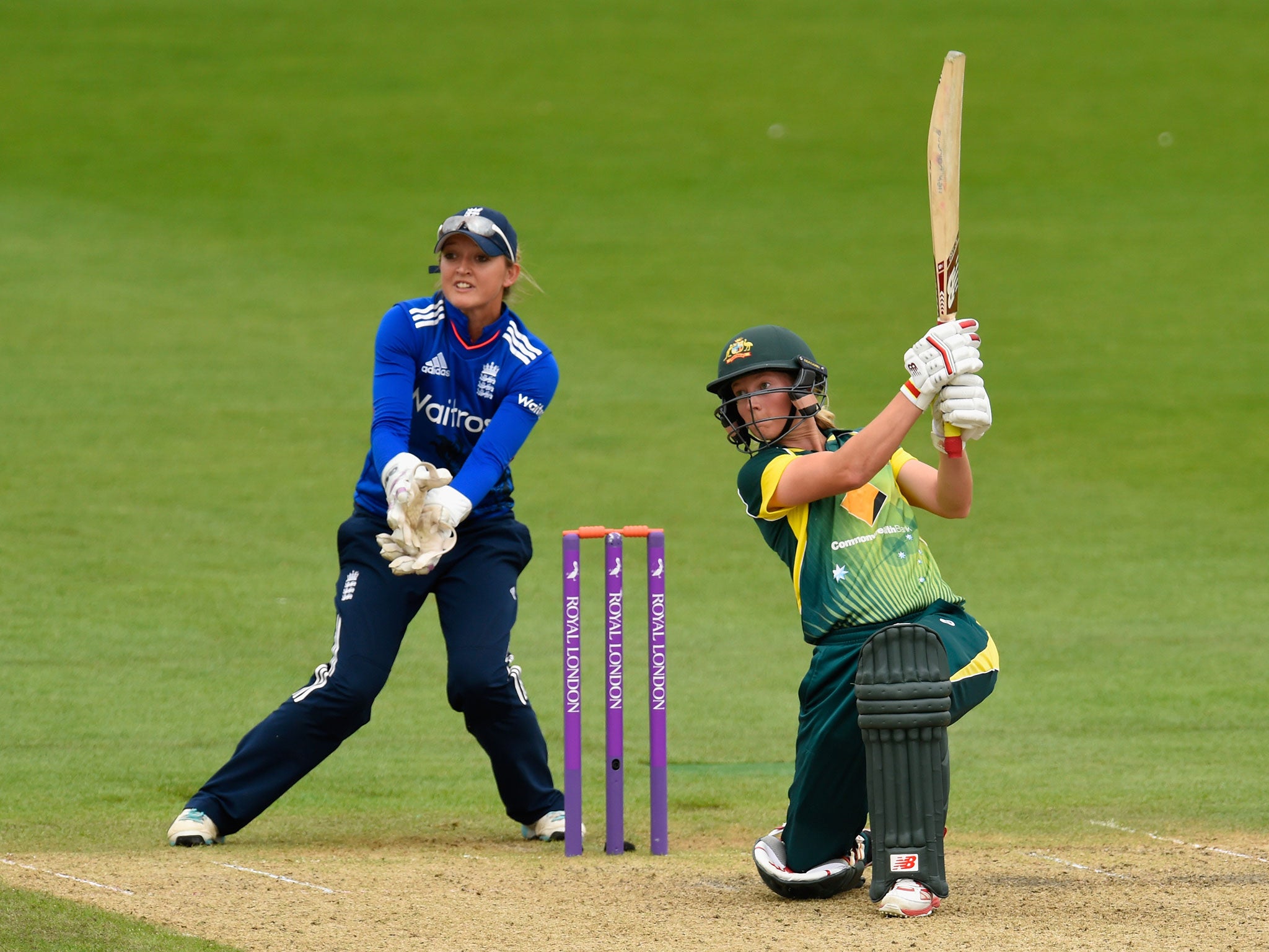 Meg Lanning in action for Australia against England