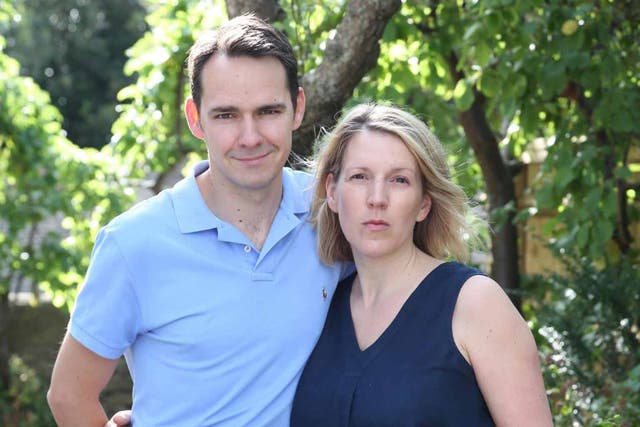 Hannah and David Cole at their home in Kirtlington, Oxfordshire. Their son Oscar, left, died last year after developing encephalitis
