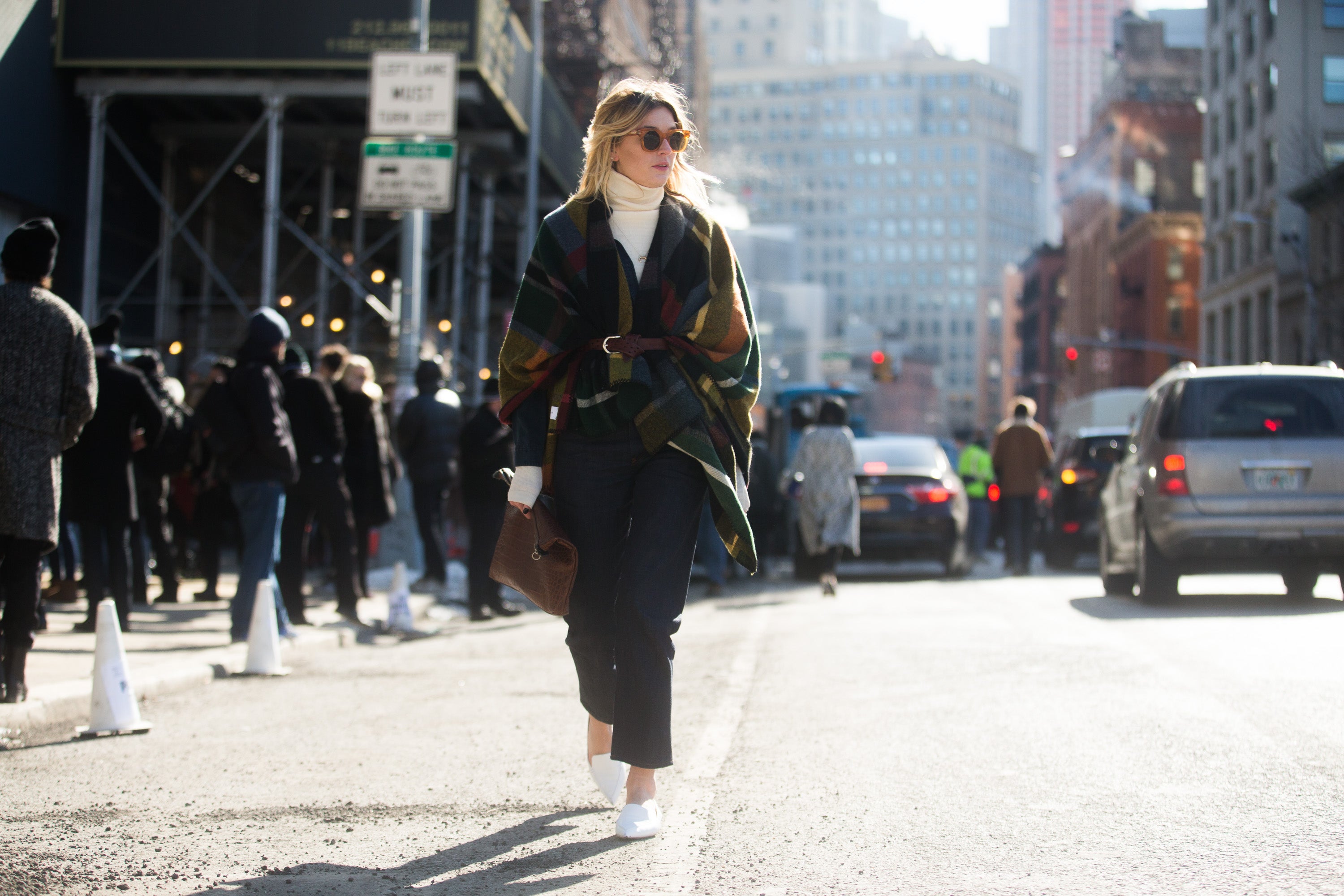 Camille Charriere in Jason Wu on the Streets of Manhattan on February 13, 2015 (Getty)