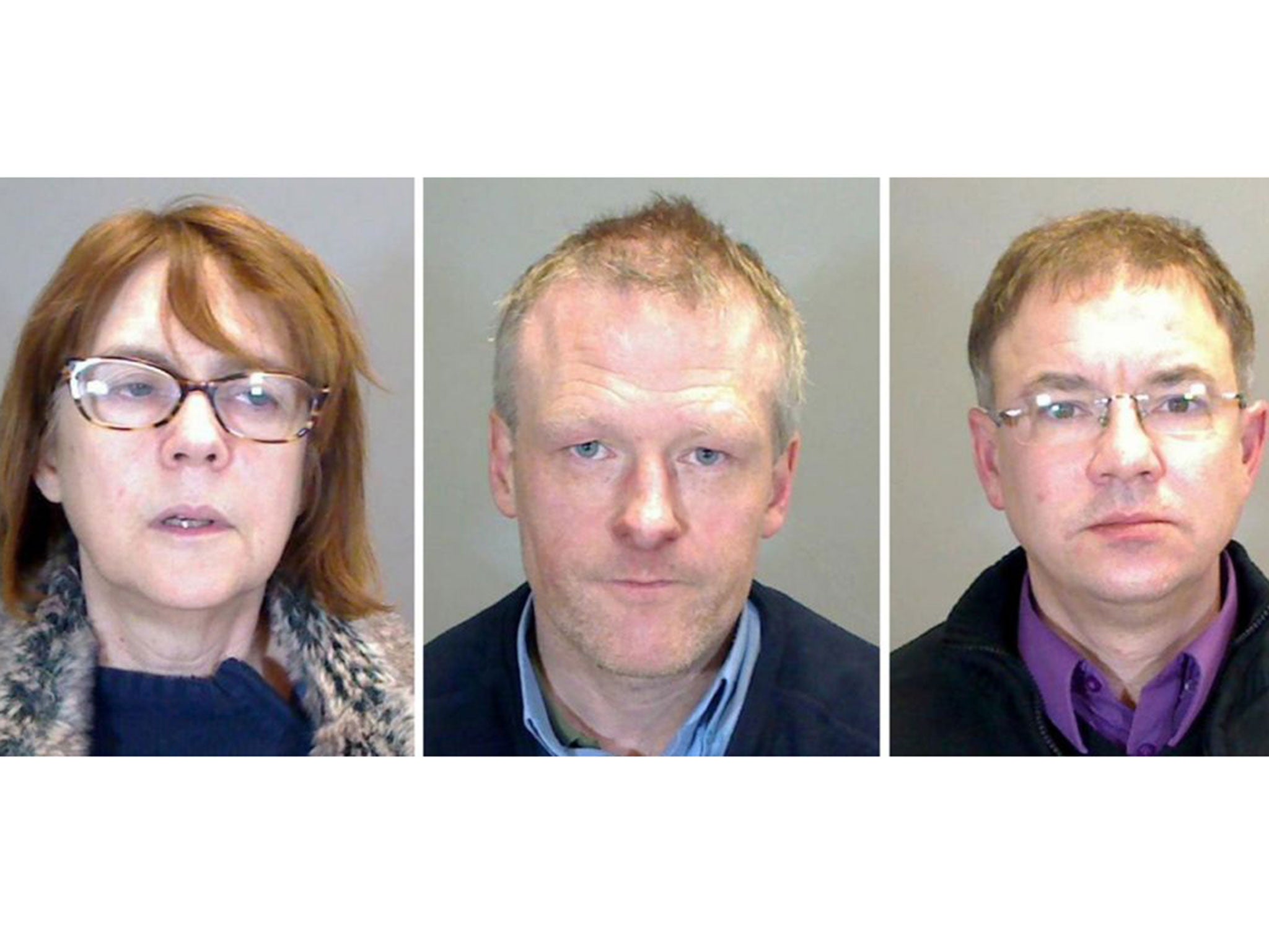 Undated Norfolk Constabulary handout photo of (left to right) Carol Stadler, Michael Rogers and Jason Adams, who have been found guilty today off being part of a paedophile ring, led by Marie Black