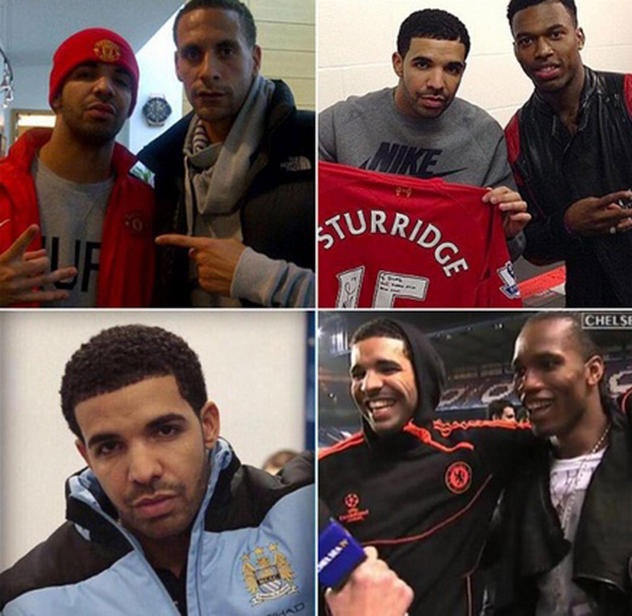 Rio Ferdinand and his pictures of Drake in his football kits