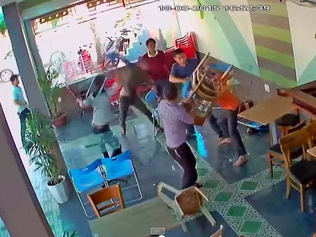 WWE-style fight breaks out in coffee shop