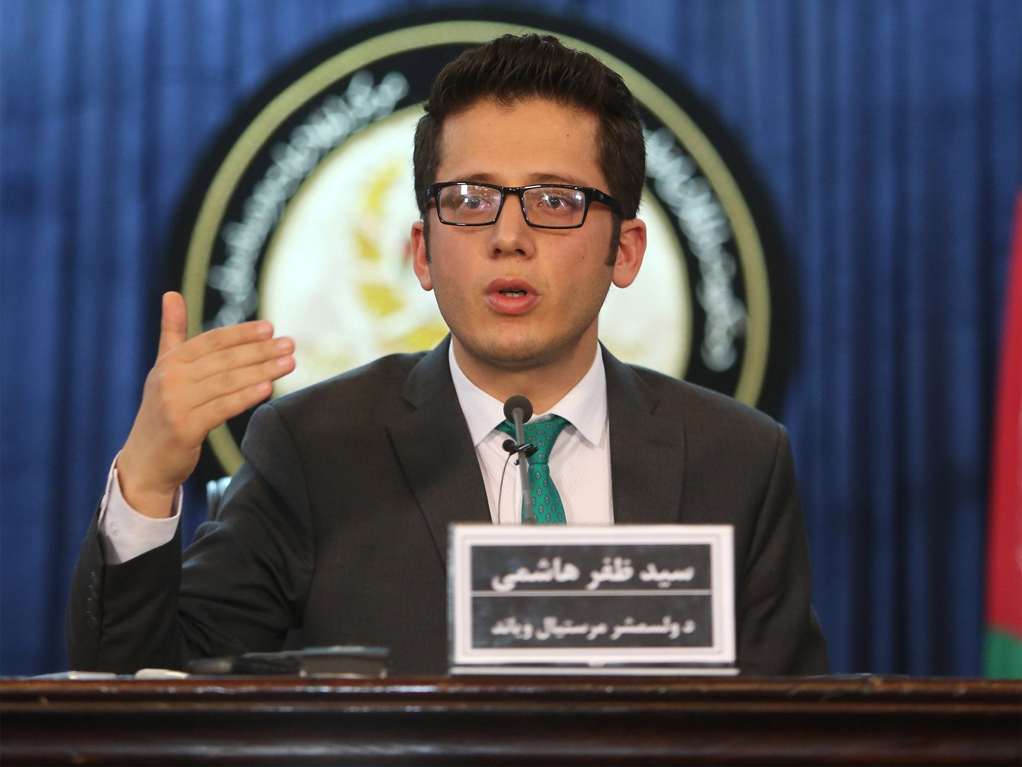 Afghan spokesman Zafar Hashemi speaking in Kabul on Wednesday