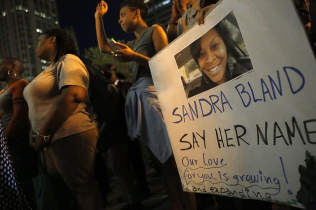 Protesters rally after Sandra Bland's death