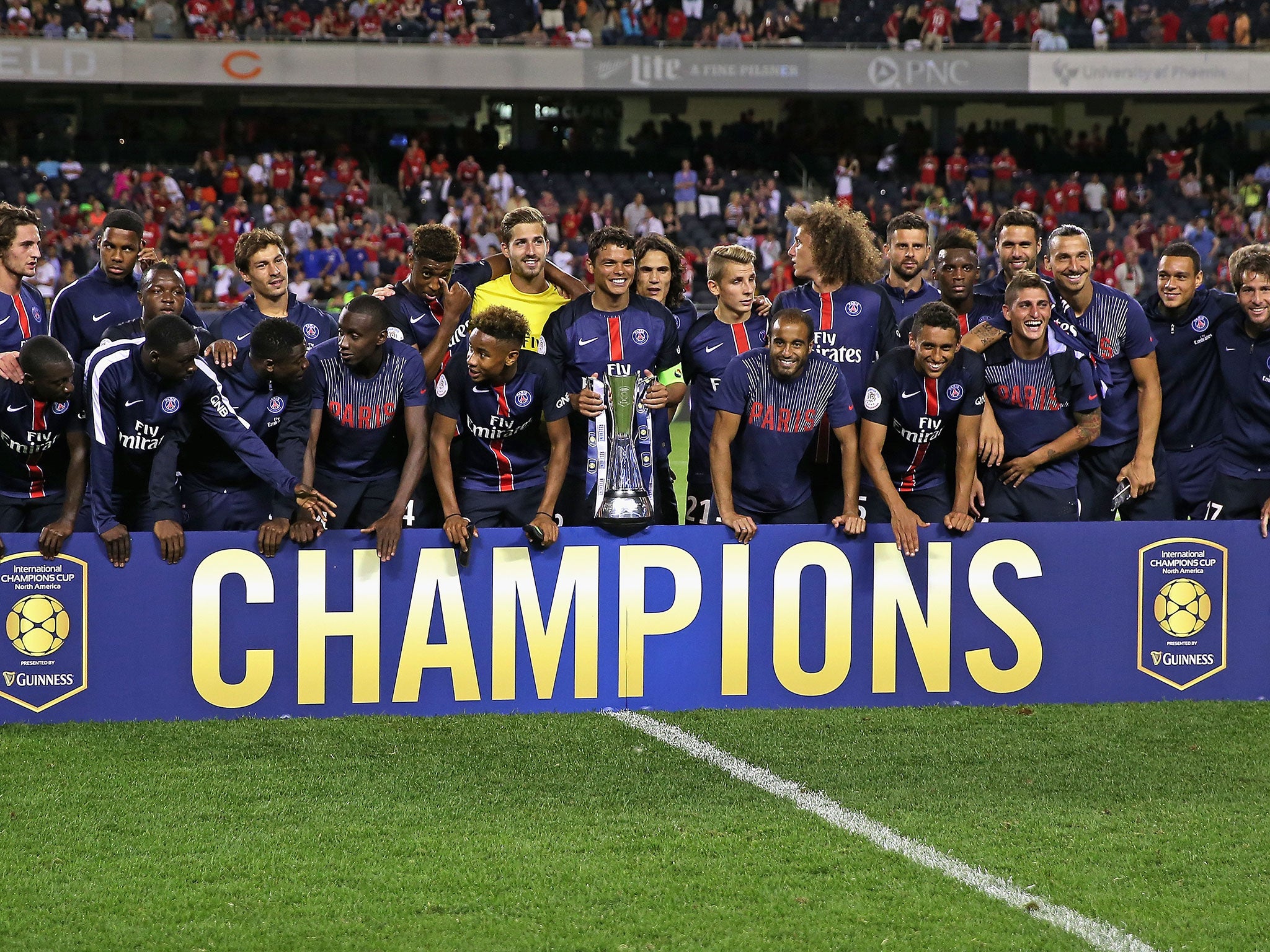 Paris Saint-Germain celebrate winning the International Champions Cup