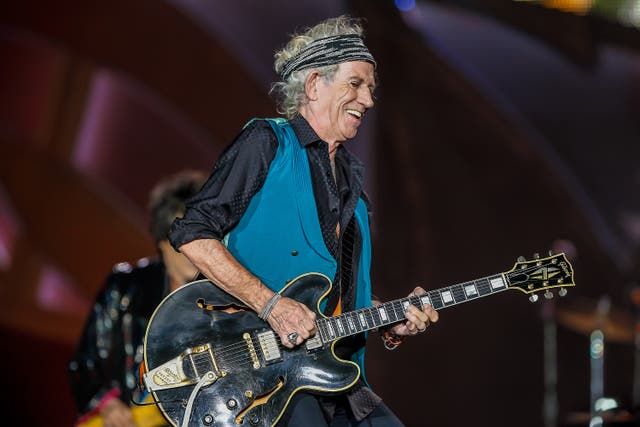 Keith Richards of the Rolling Stones performs at the Indianapolis Motor Speedway