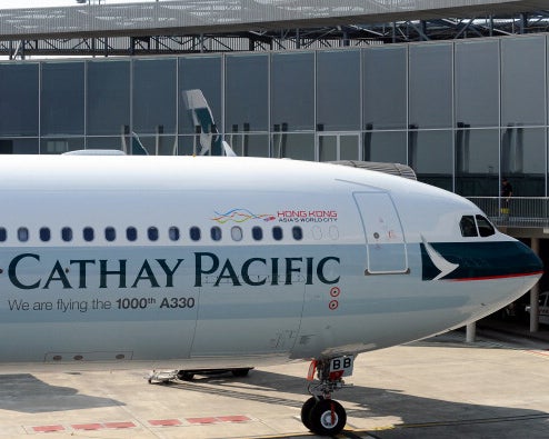 The Cathay Pacific flight was forced to make an emergency landing at Denpasar on Bali, Indonesia
