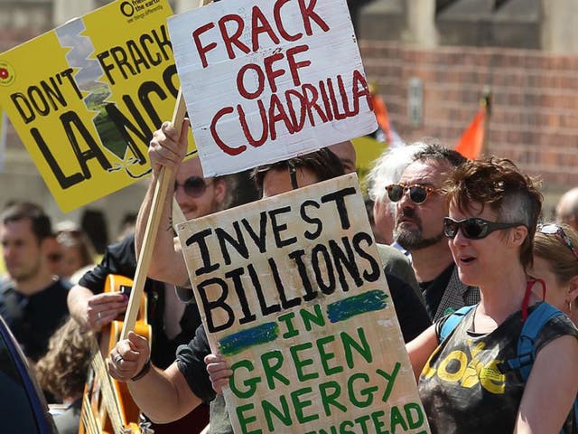 Anti-fracking protesters in Lancashire call for investment in green energy