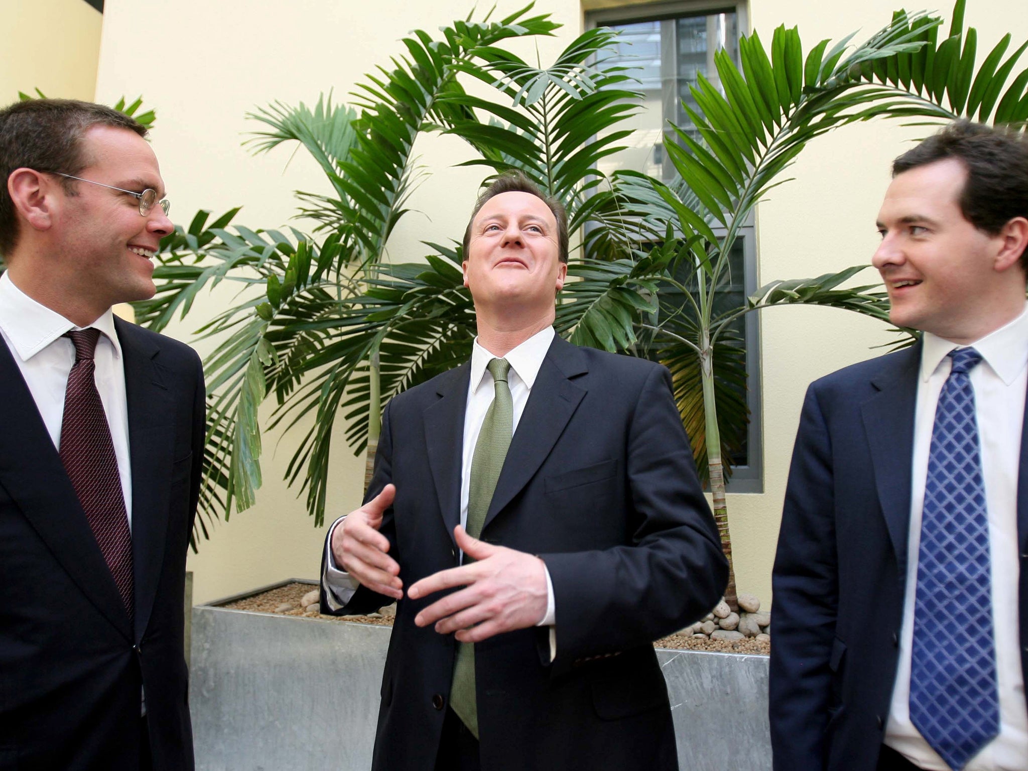 From left: James Murdoch, Chief Executive of BSkyB, with then Conservative party leader David Cameron, and George Osborne, then Shadow Chancellor in 2007. The Murdoch family is no stranger to Downing Street