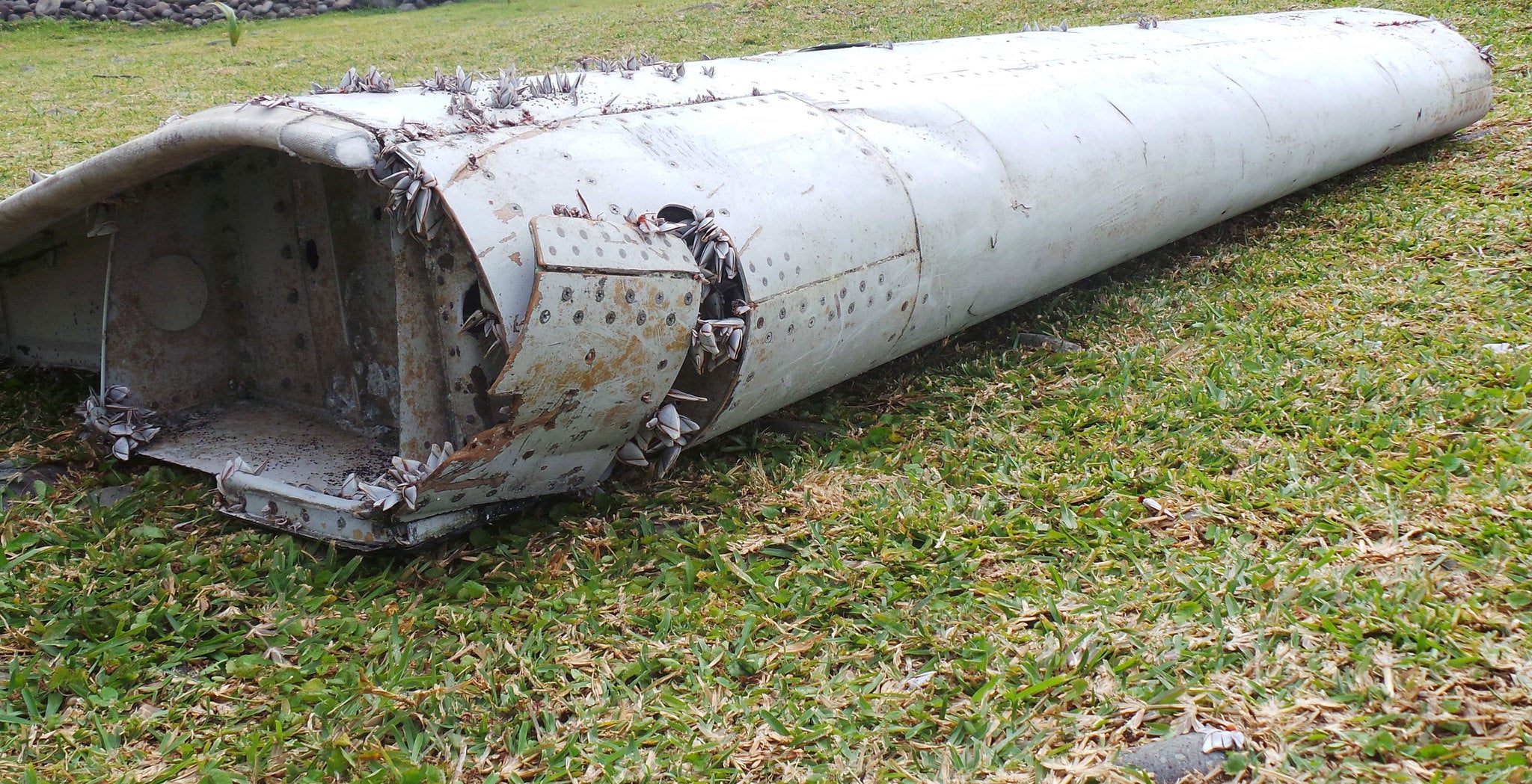 Aircraft wreckage on the French island of Reunion in the Indian Ocean