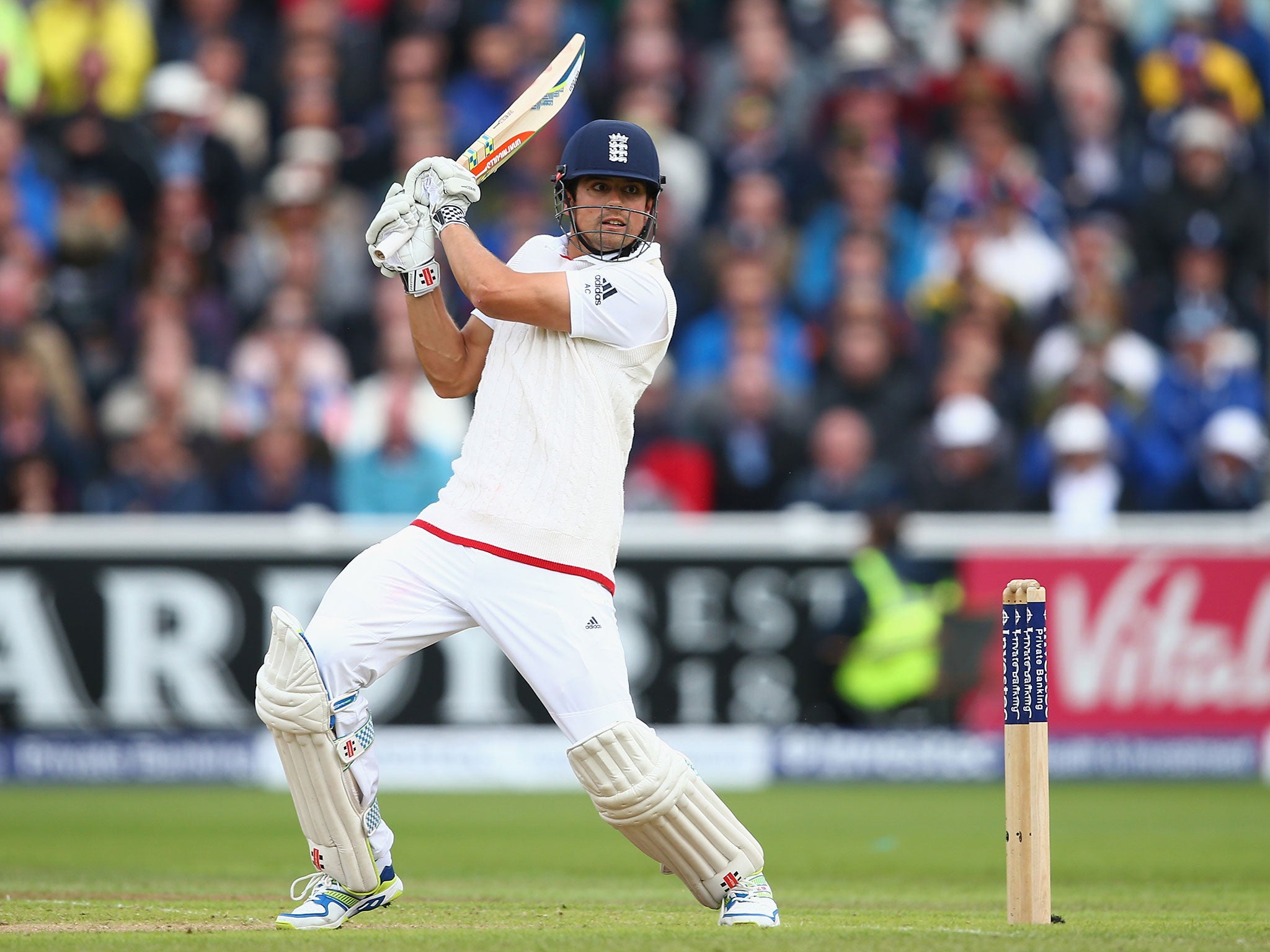Alastair Cook bats for England during the Third Test