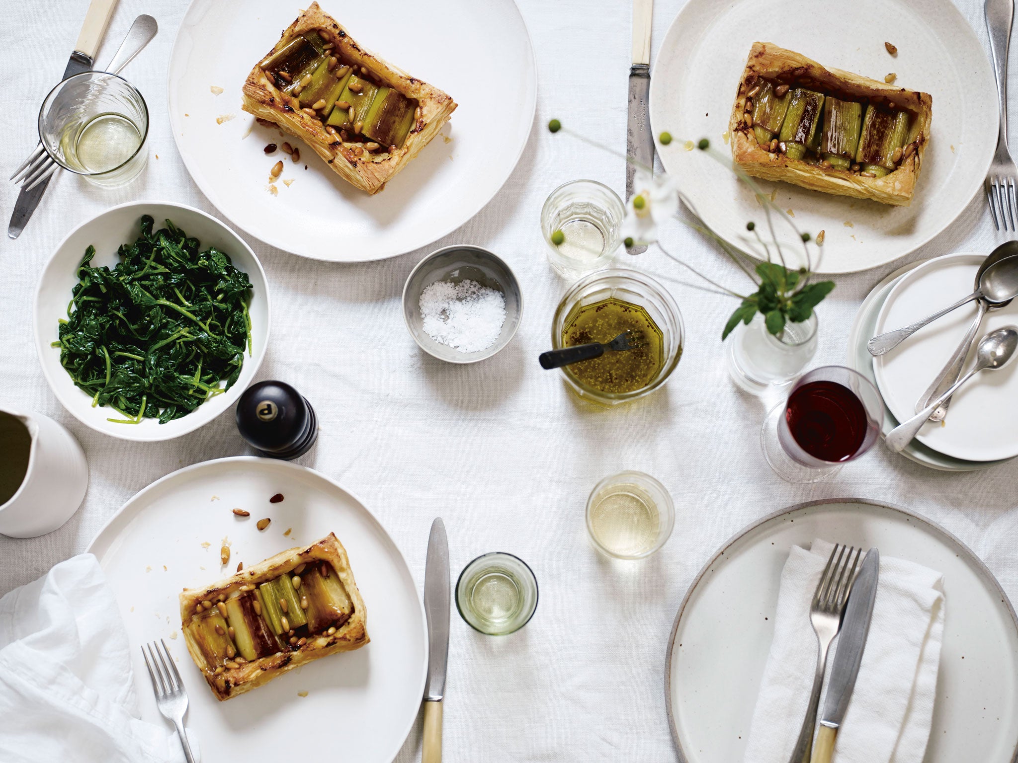 Vanilla Black's leek, lemon and pine-nut tart