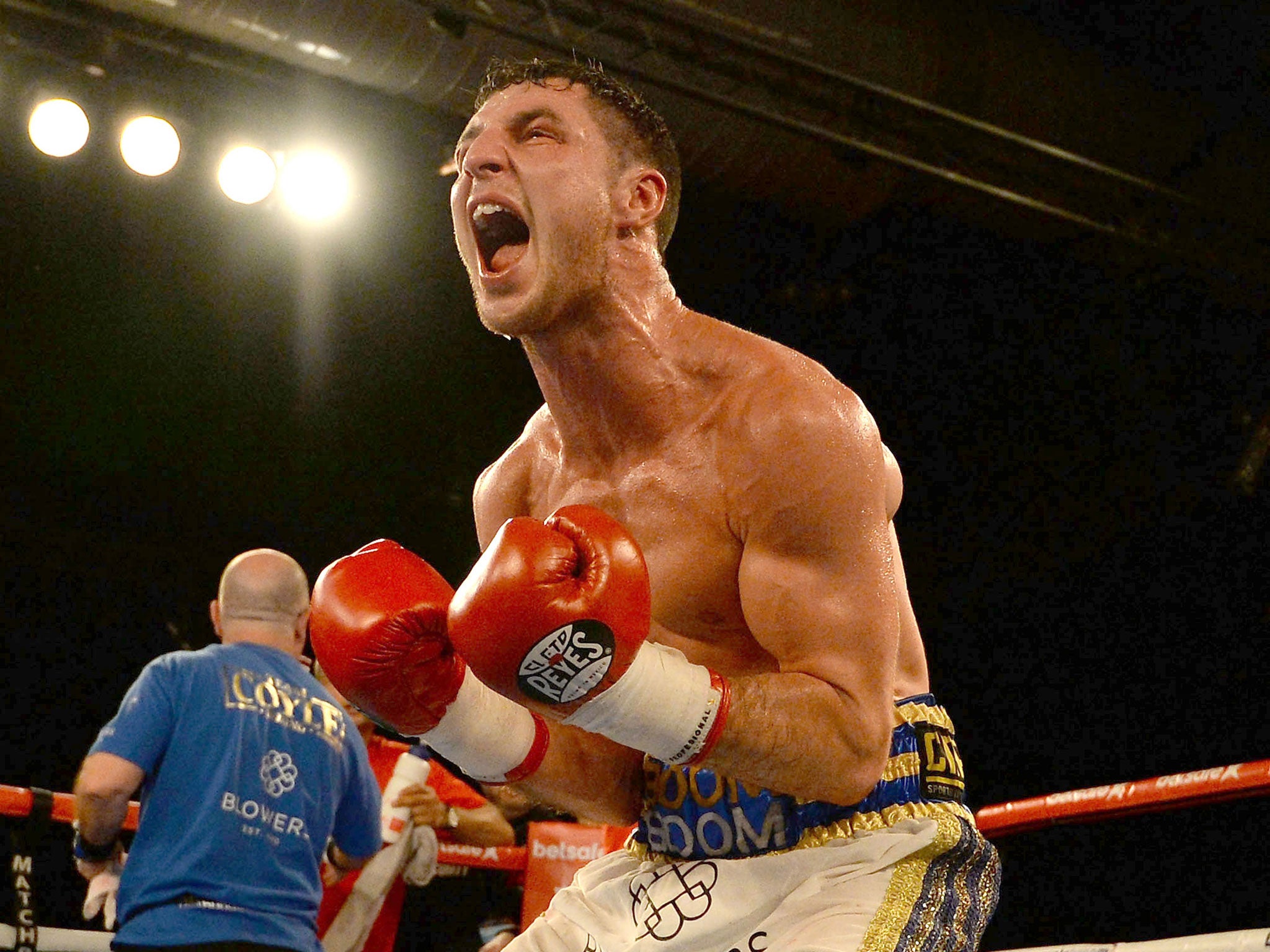 Tommy Coyle celebrates his win over Martin Gethin back in March