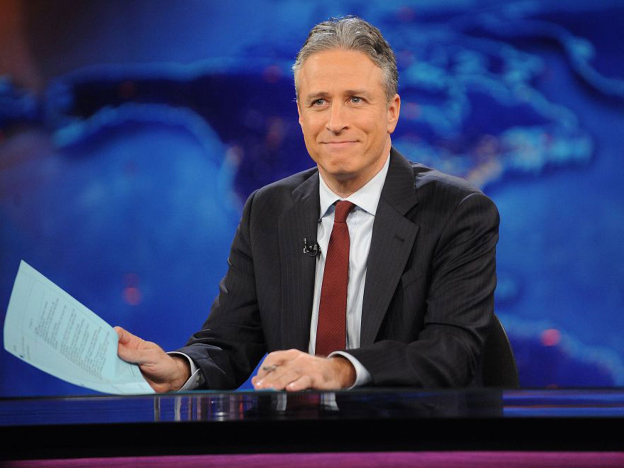 Jon Stewart during a taping of "The Daily Show with Jon Stewart" in New York