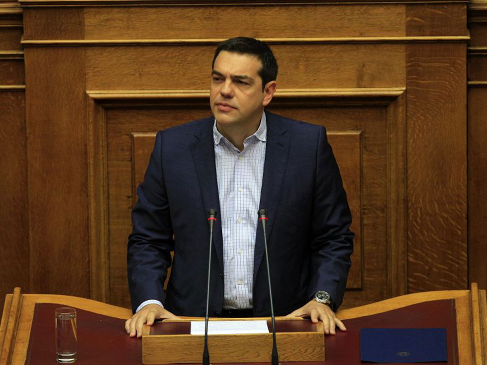 Alexis Tsipras speaks in the Parliament during Prime Minister's Question Time, in Athens, Greece, 31 July 2015.