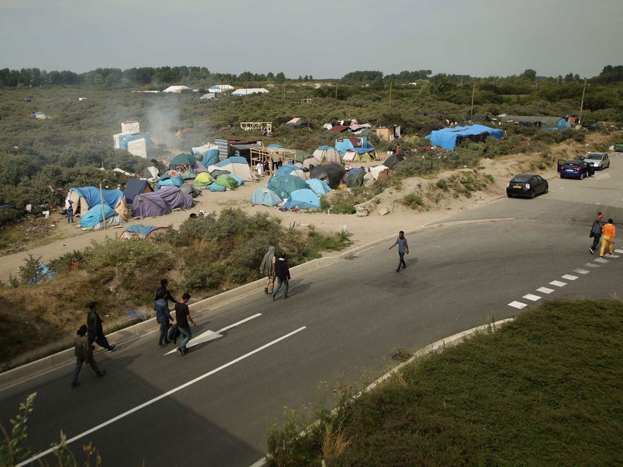 A view of the migrant camp known as the new Jungle in Calais, France.