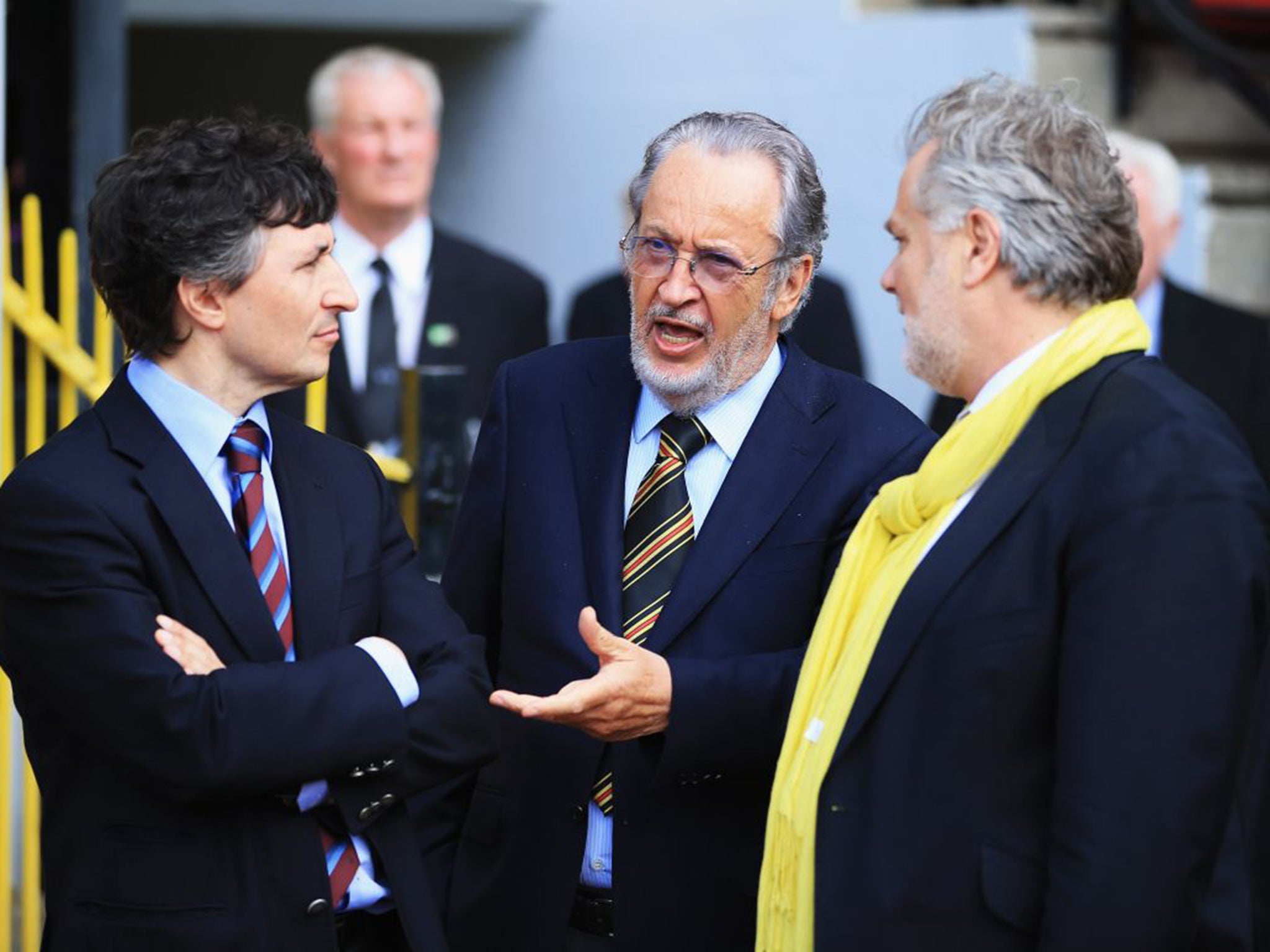 Art of the possible: The Pozzo family – Gino, left, and his father Giampaolo, centre – are spending big at Watford