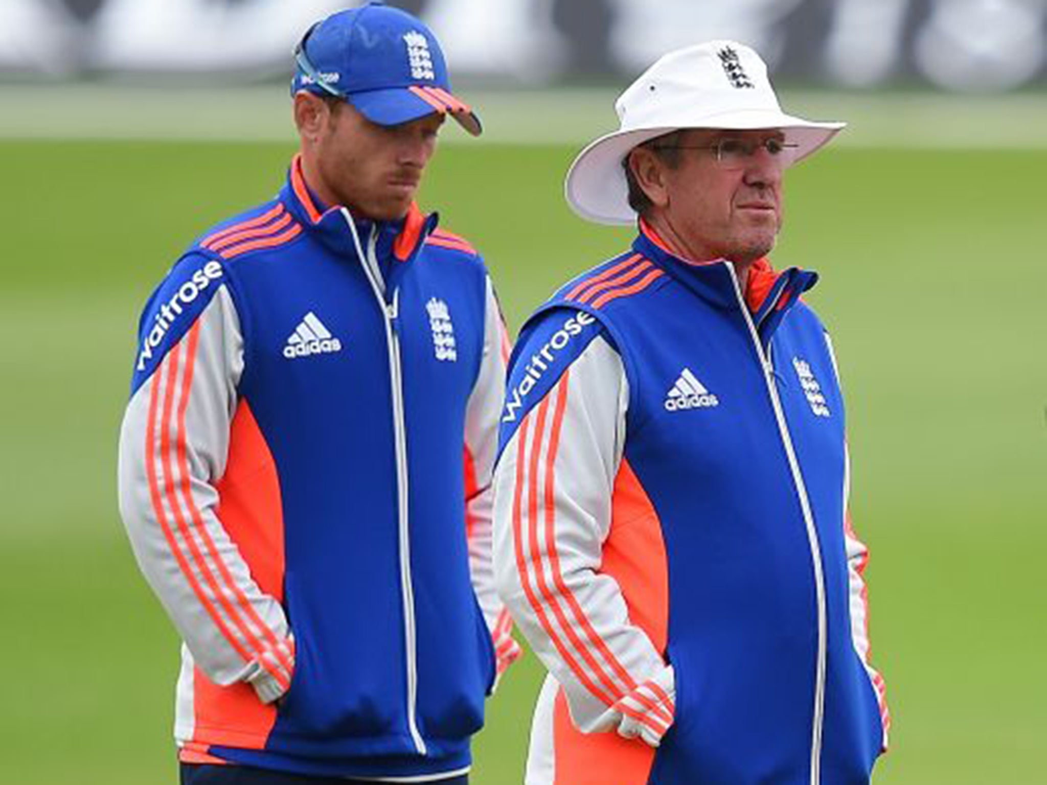 England coach Trevor Bayliss, right, refused to embrace the general exultation and warned that Australia would be back