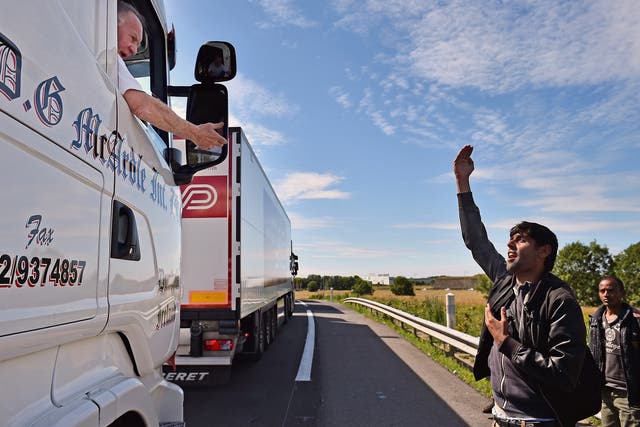 Slow-moving or stopped lorries are a sitting target for the many men and women who hope to hitch an illegal ride to England