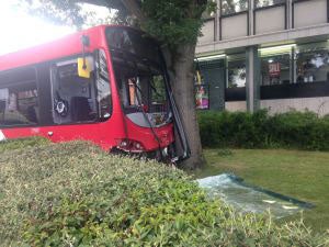 A bus in birmingham collided with a tree following a collision with a car