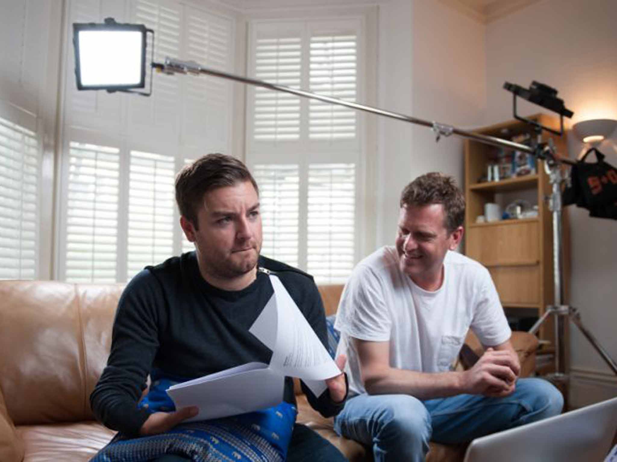 Alex Brooker, left, films 'What Not to Do' for Channel 4