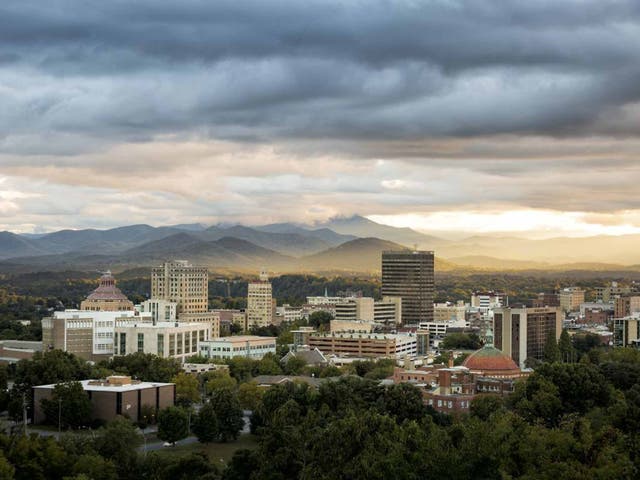 <p>High and mighty: Asheville is a city in North Carolina’s Blue Ridge Mountains</p>