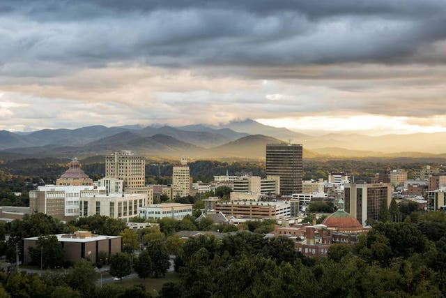 <p>High and mighty: Asheville is a city in North Carolina’s Blue Ridge Mountains</p>