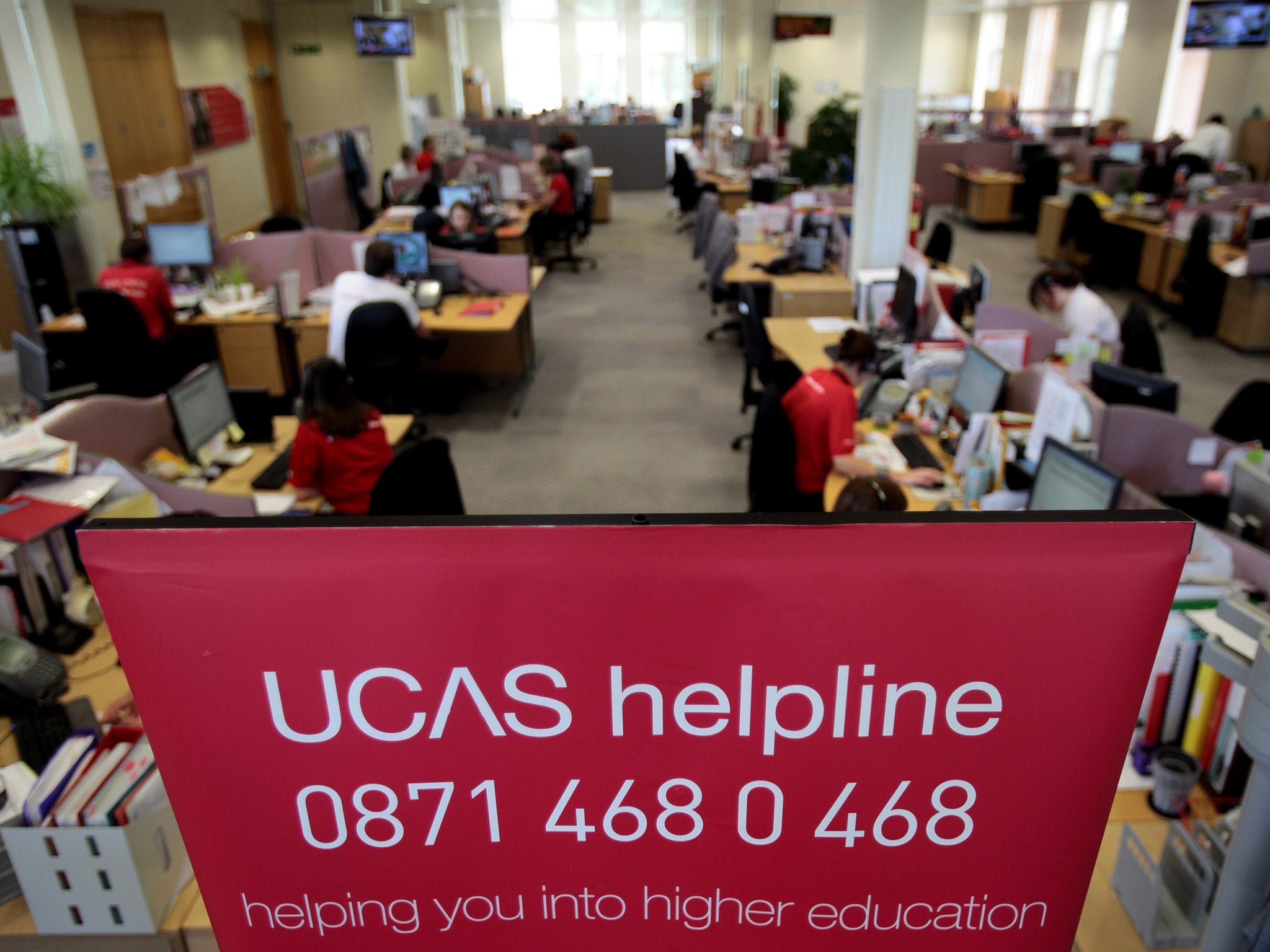 The UCAS clearing house call centre in Cheltenham, England