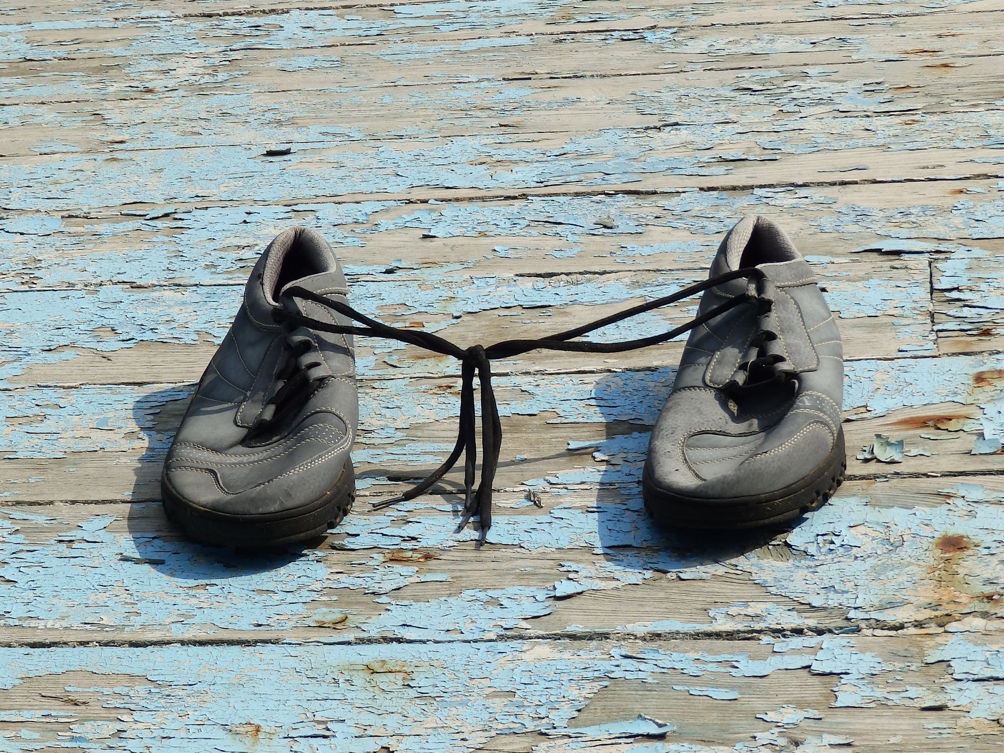 Shoes left on the former migrant boat
