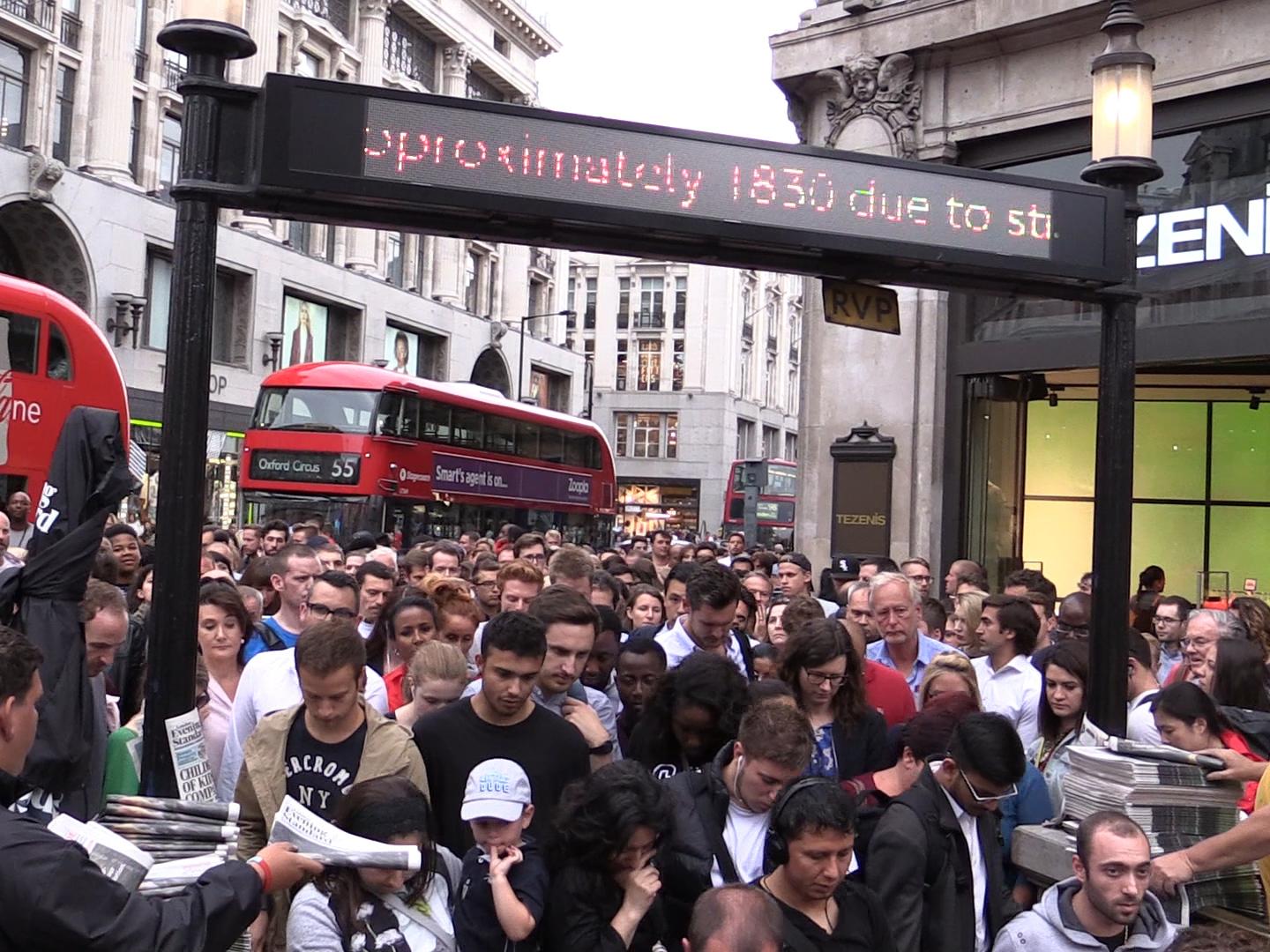 Oxford Circus comes to a standstill as overcrowding causes station to shut - just hours before the tube strike began