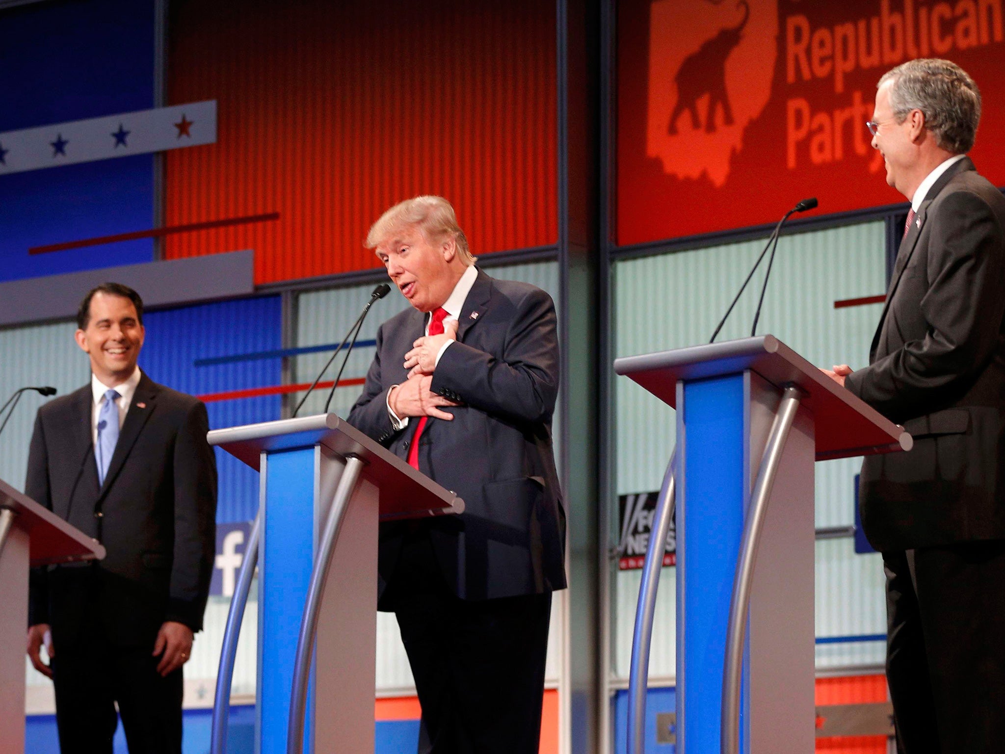 Trump raises a smile from his rivals during the debate