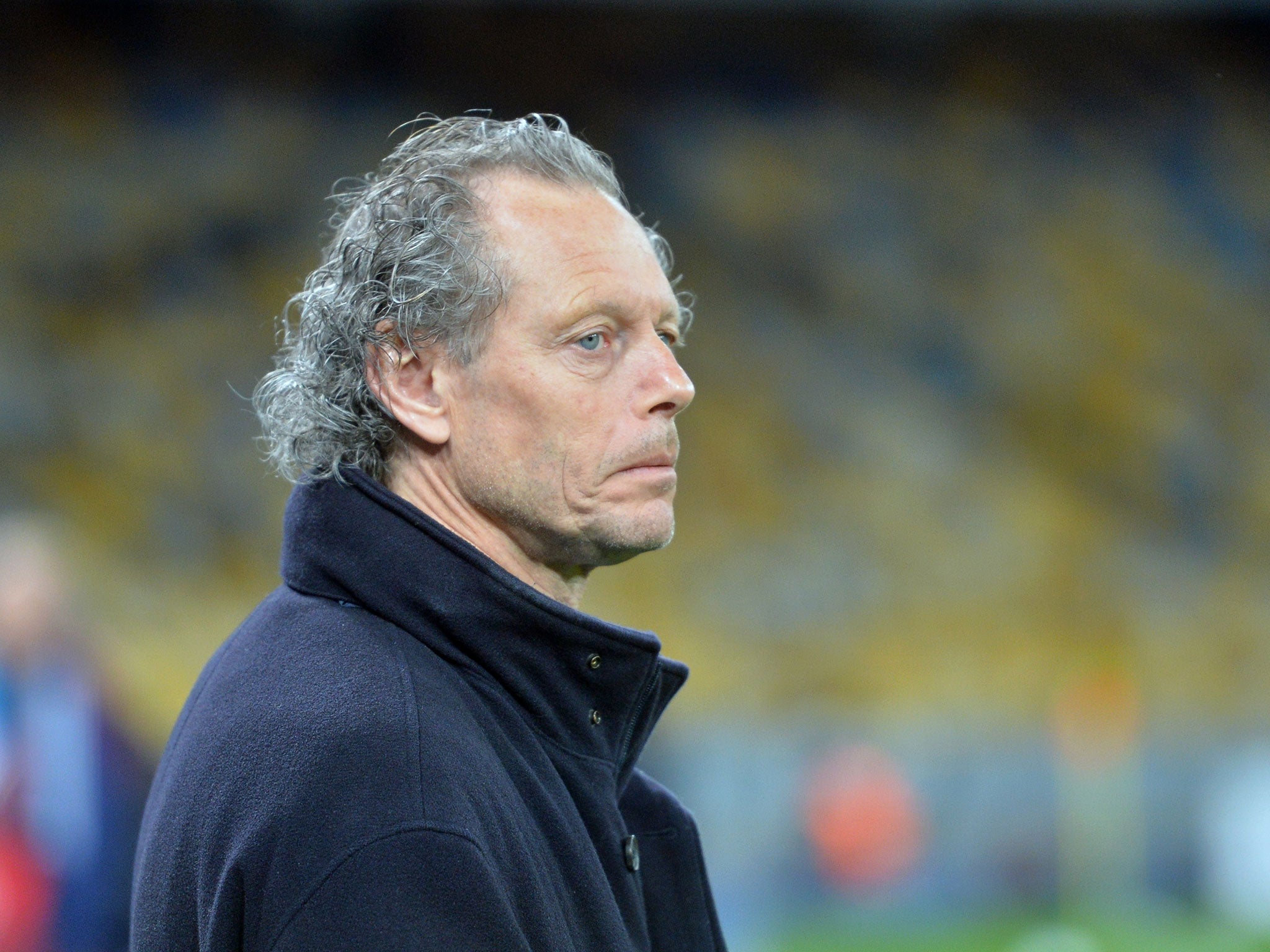 Brugges manager Michel Preud'homme looks on from the touchline