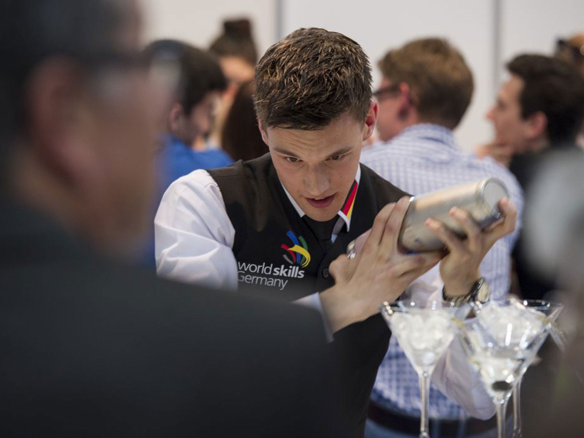 Tobias Becher from Germany competes in the restaurant service category at the Worldskills Leipzig