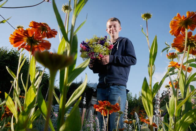 Young horticulturalist Cody Smith, at his allotment in Milnthorpe, Cumbria.