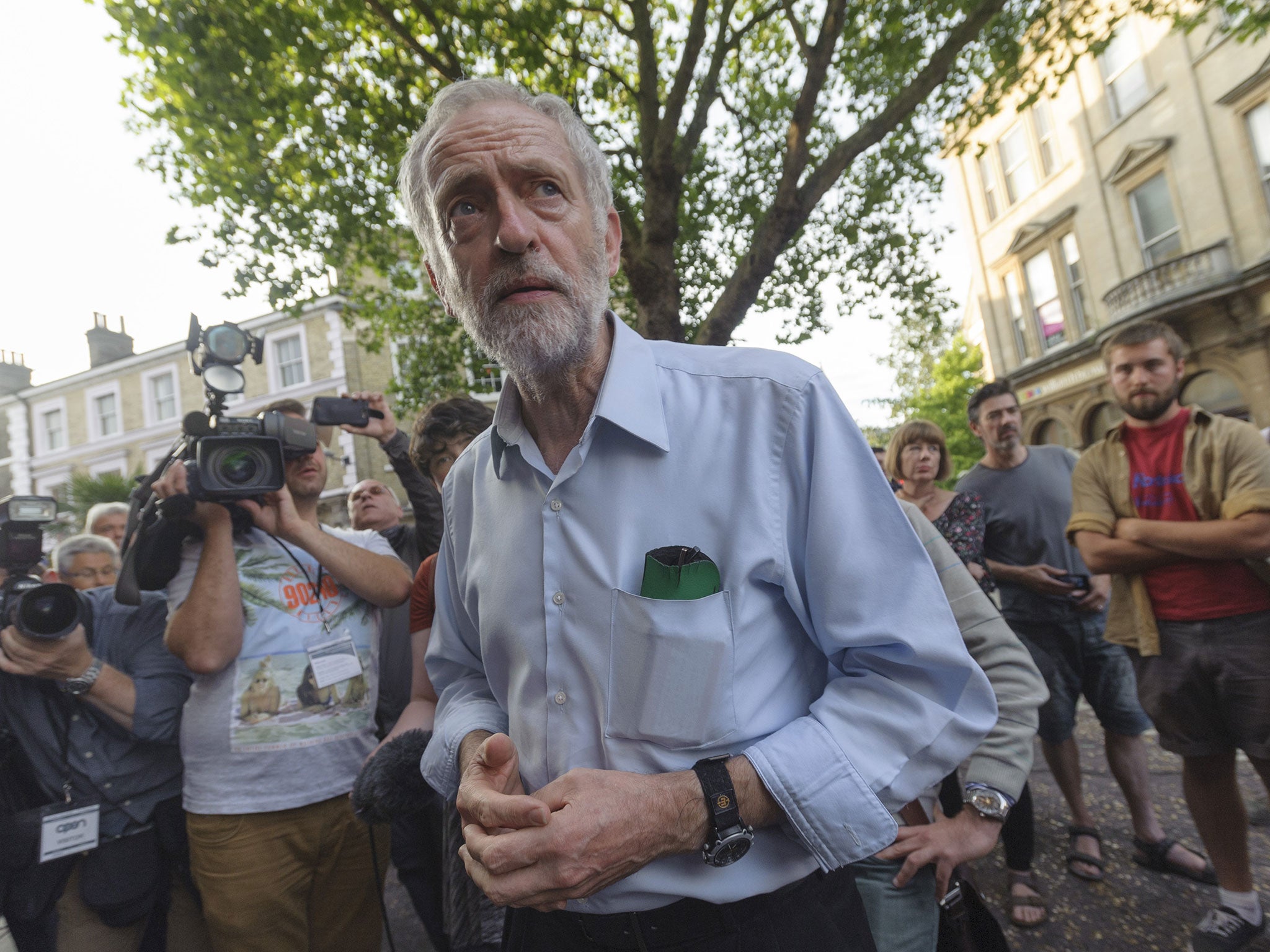 Jeremy Corbyn, Labour leadership candidate, campaigns in Norwich last week (Rex)