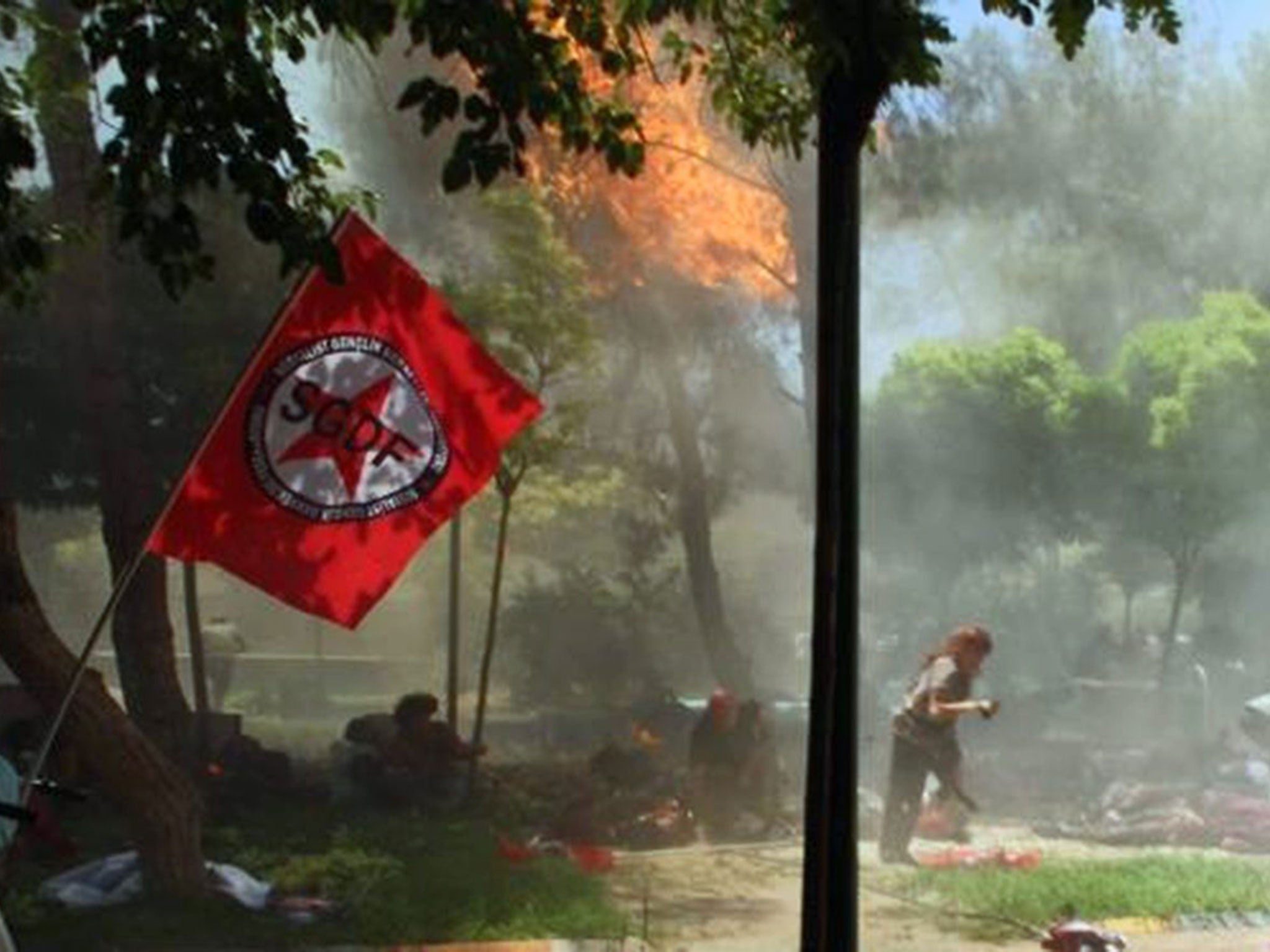 Victims fleeing a blast