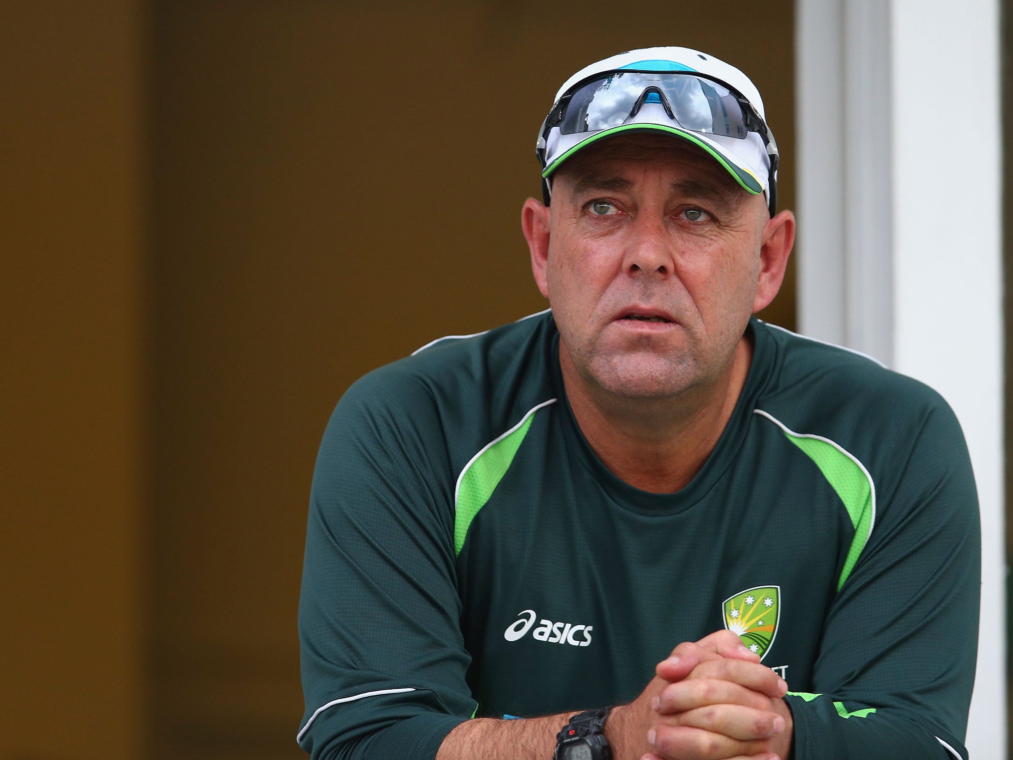 Australia coach Darren Lehmann watches the Fourth Test defeat