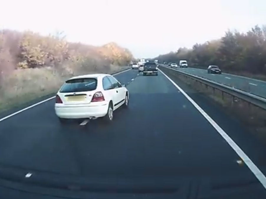 Martin Cantrill drifts across the dual carriageway shortly before crashing into the central reservation