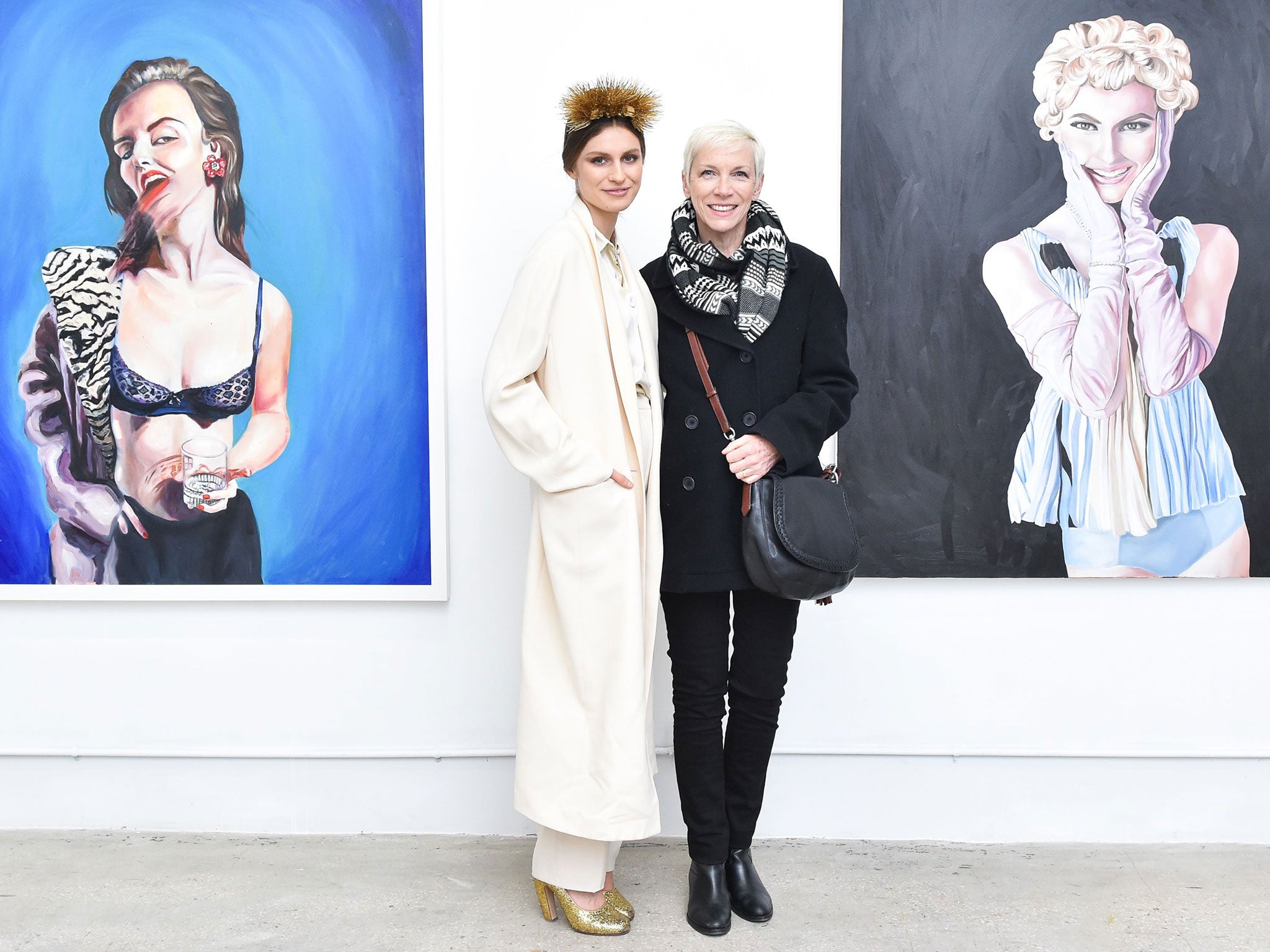 Annie Lennox with daughter Tali at the artist's recent exhibition in New York