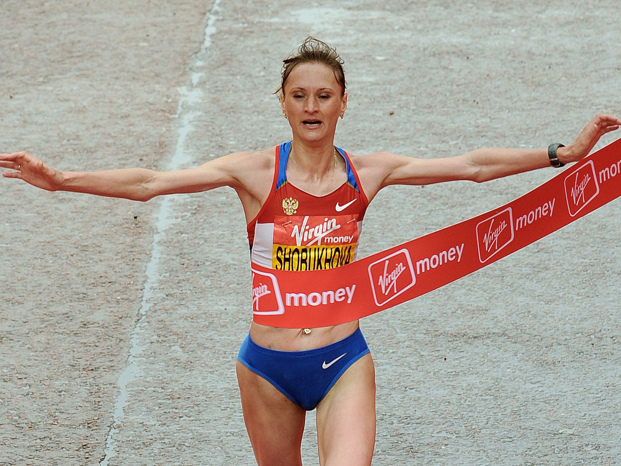 Liliya Shobukhova, pictured winning the London Marathon in 2010, was stripped of her title
