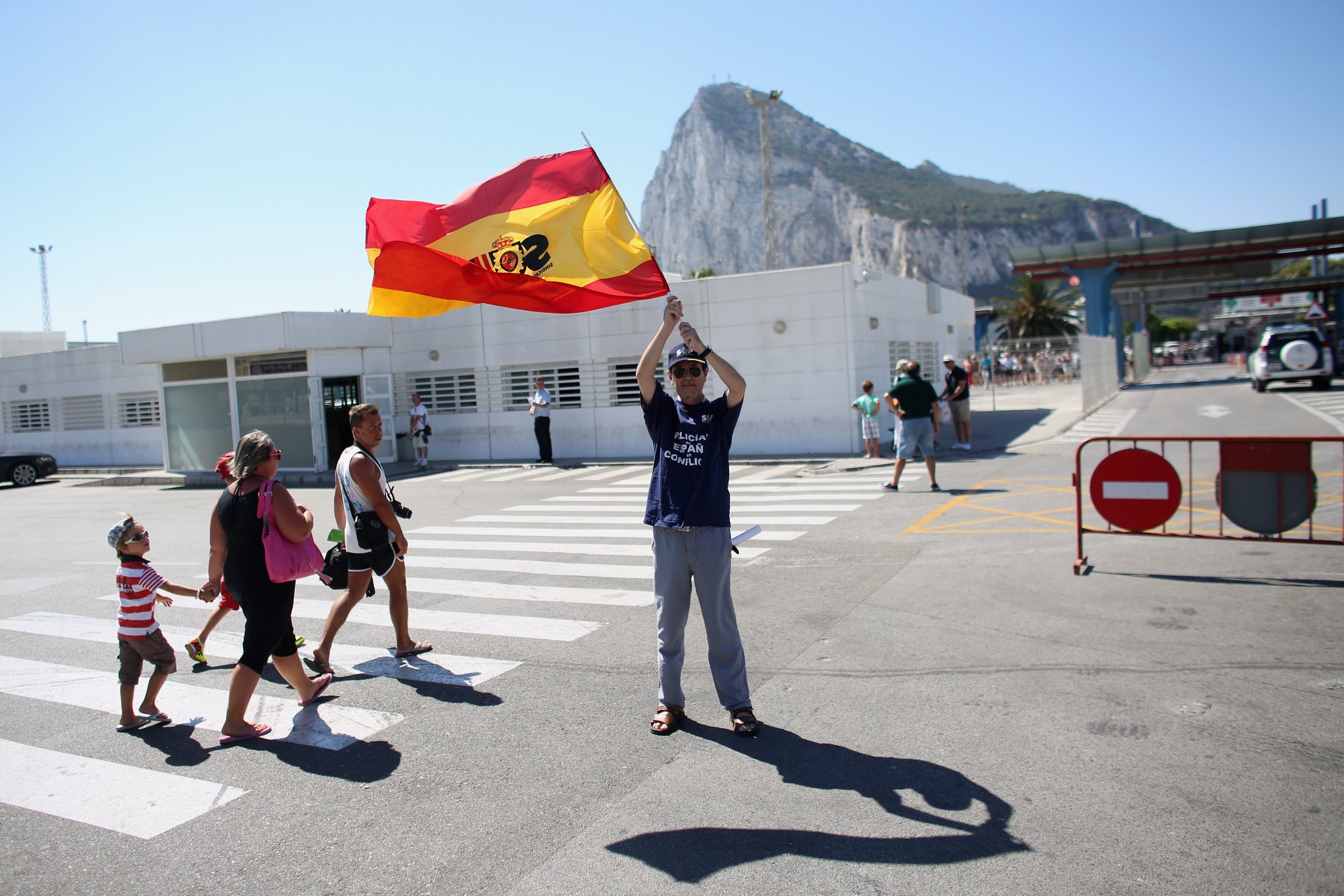 A Spanish man protests against British sovereignty over Gibraltar in 2013