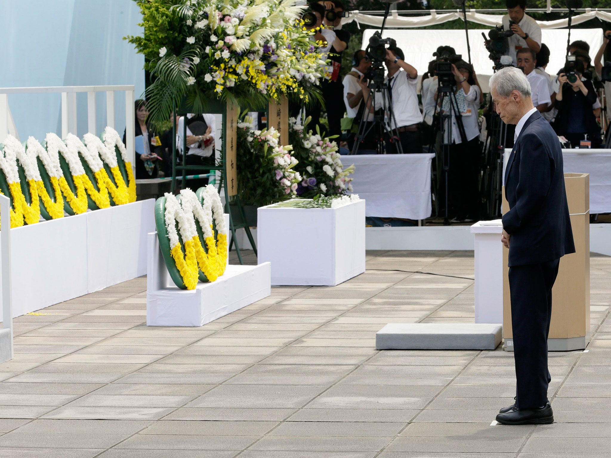 Sumiteru Taniguchi, a survivor of the bomb in Nagasaki, spoke out at the ceremony