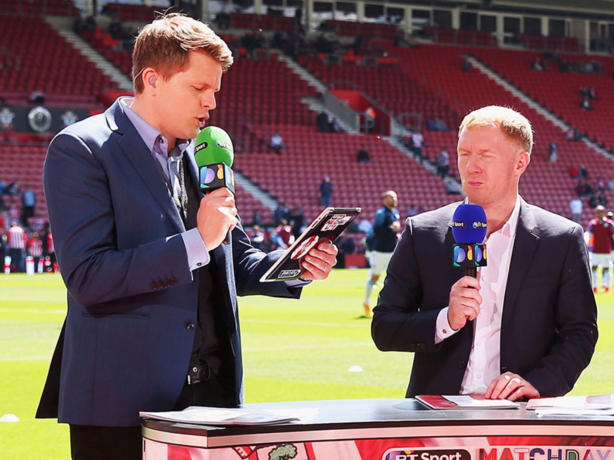 Paul Scholes, right, is part of an all-star cast of presenters at BT Sport
