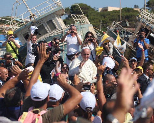 Pope Francis on an earlier trip to Lampedusa