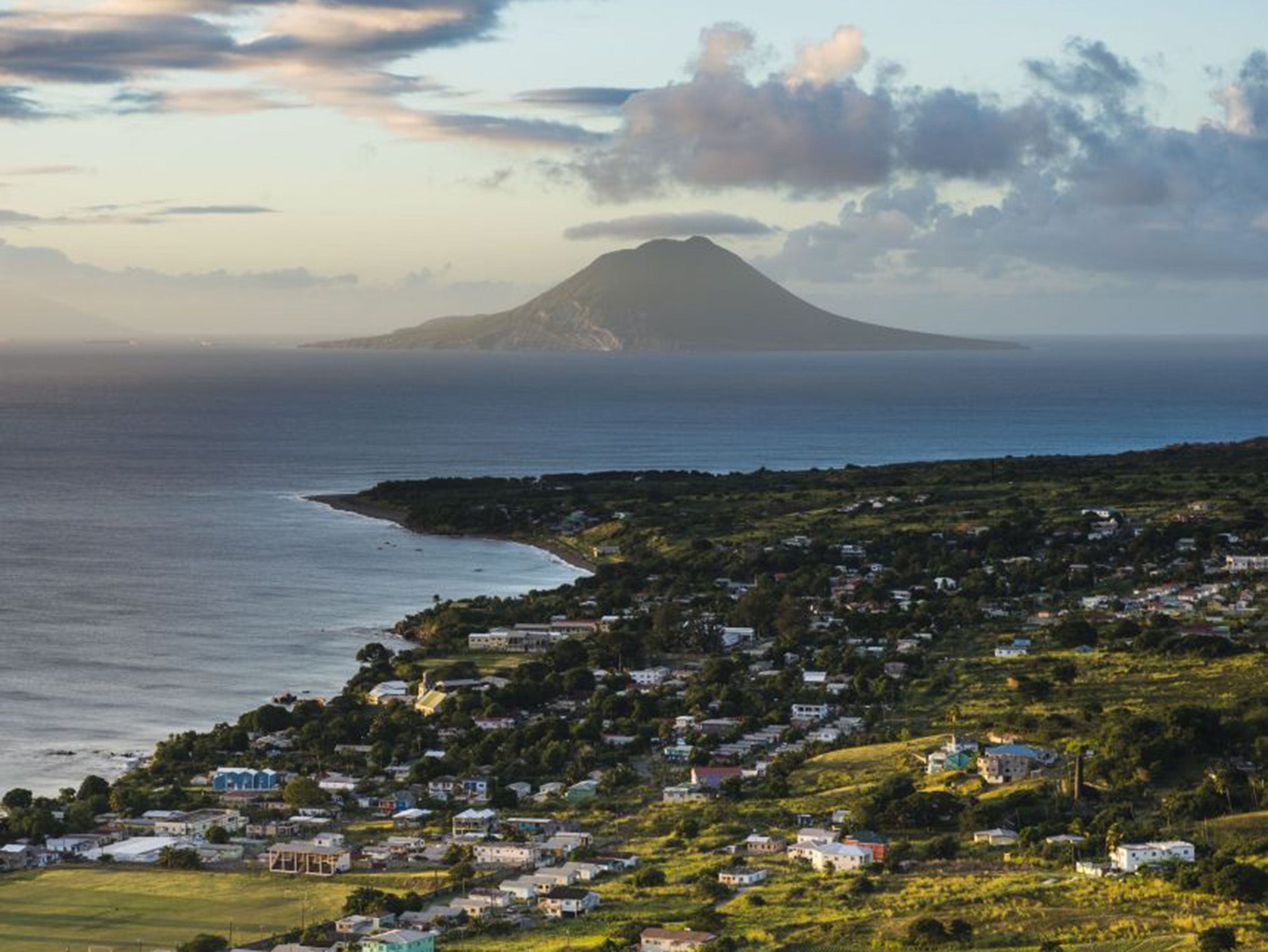St. Eustatius from Brimstone Hill Fortress, St. Kitts, St. Kitts and Nevis, Leeward Islands, West Indies