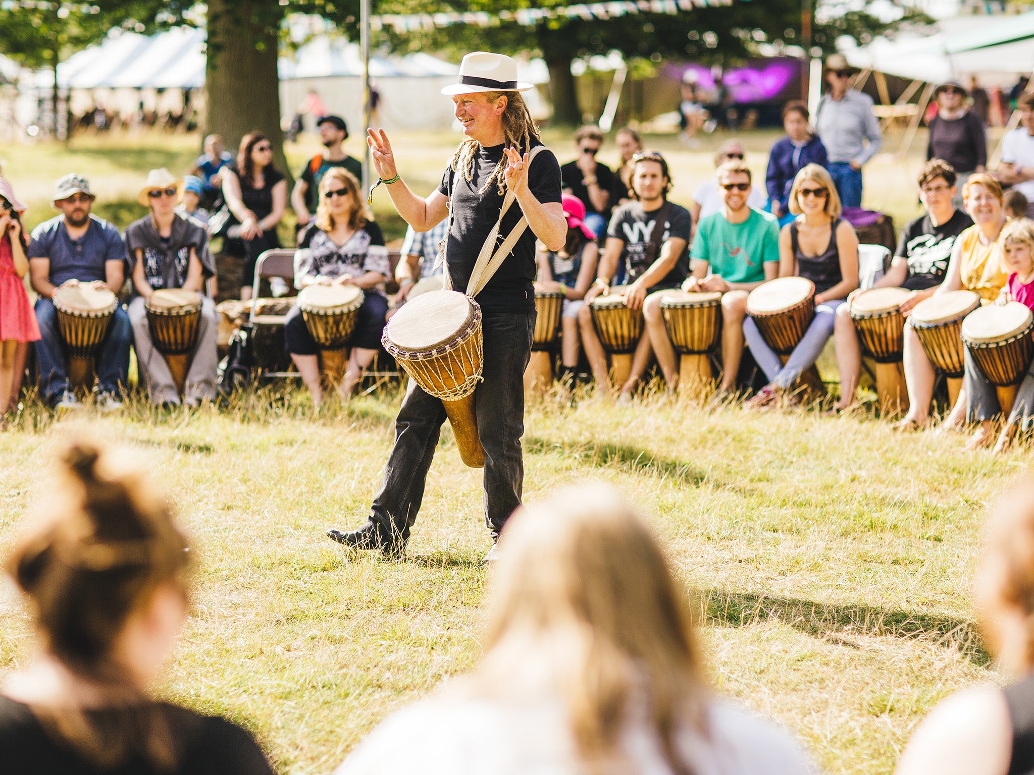 A drum circle at the festival (Photo credit Wilderness Festival)